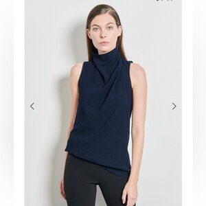 Karolina Zmarlark KZ_K Studios Arch Cinch Funnel Neck Navy Sleeveless Top XXS